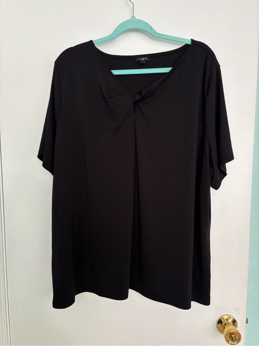 Talbots Black Short Sleeve Knot-Front Tee 3X